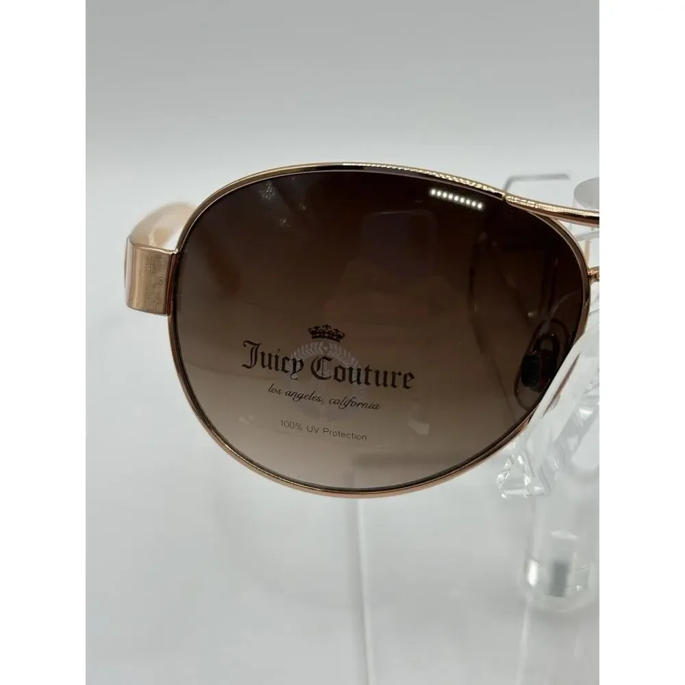 Juicy Couture Aviator Sunglasses Brown Gradient Rose Gold Beige Women WJC61SG28S